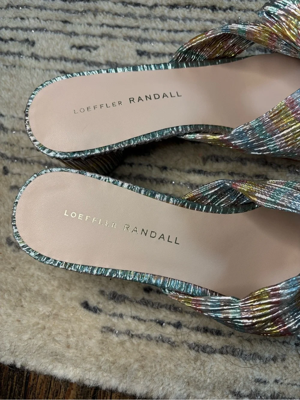 Loeffler Randall Emilia pastel candy stripe pleated bow heel